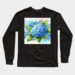 Blue Hydrangea Flowers Long Sleeve T-Shirt